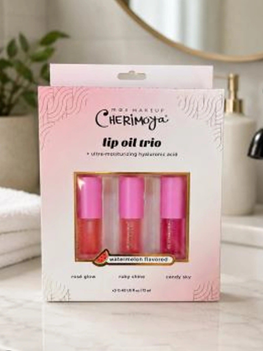 Cherimoya Lip Oil Trio — Hydrating Watermelon Gloss Set